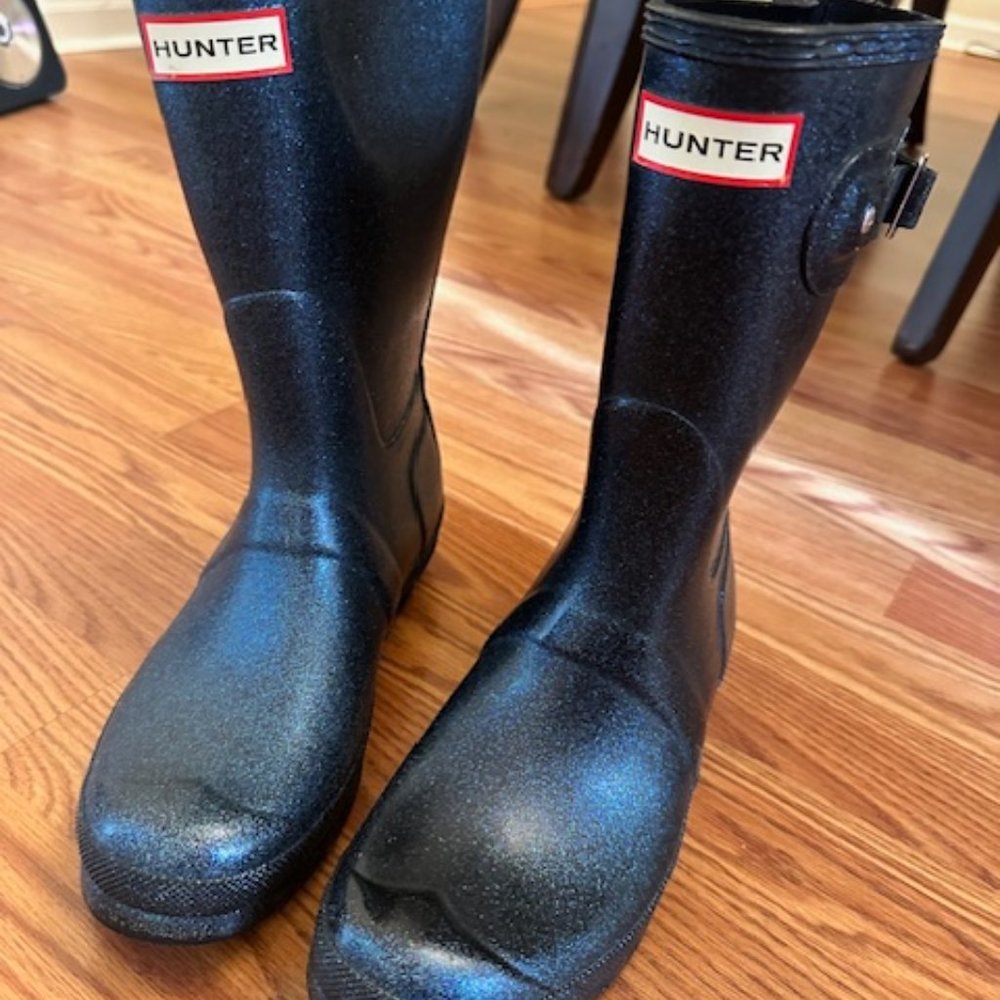 Womens HUNTER boots Sparkly Blue US size 8 EU 39